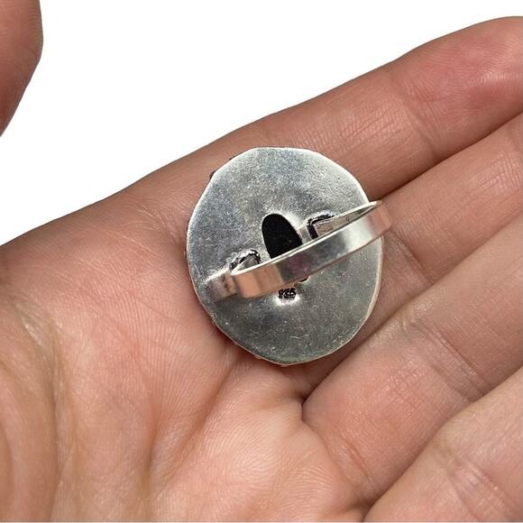 Dichroic Art Glass Ring Size 6.5 925 Sterling Silver Overlay Chunky Statement - Picture 5 of 6